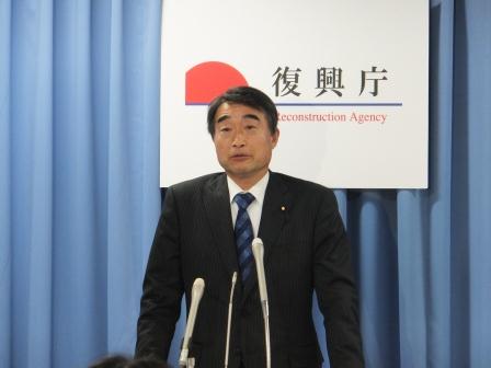 [27 Dec 2012] Newly appointed Reconstruction Minister, Mr. Takumi Nemoto, held an inaugural press conference.