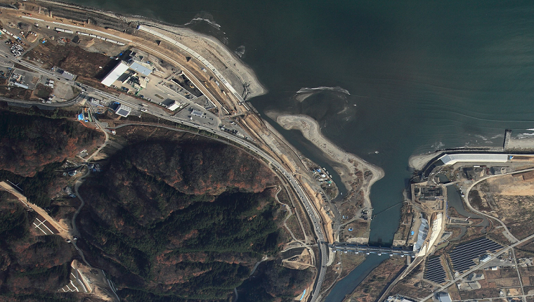 図表 3-2-23 金浜海岸防潮堤事業箇所 航空写真