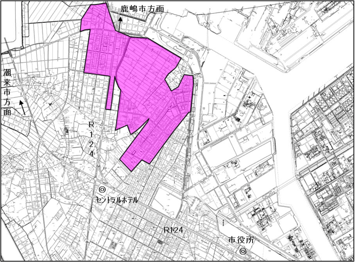 図表 5-4-23 茨城県神栖市における液状化対策事業の調査地域位置図