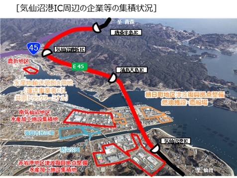 図表 5-5-14 気仙沼市における道路を活用したまちづくりの事例