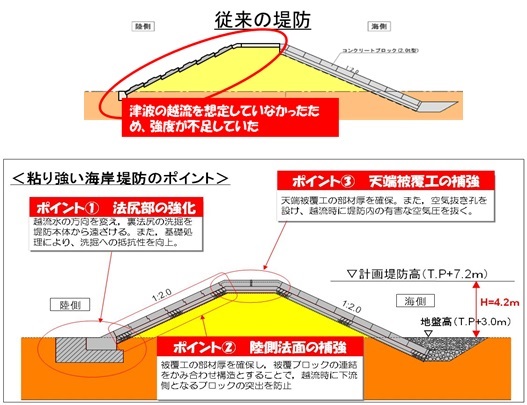 図表 5-6-8 粘り強い構造の海岸堤防の例