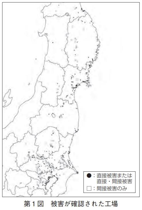 図表 6-2-6 被害のあった工場の分布図