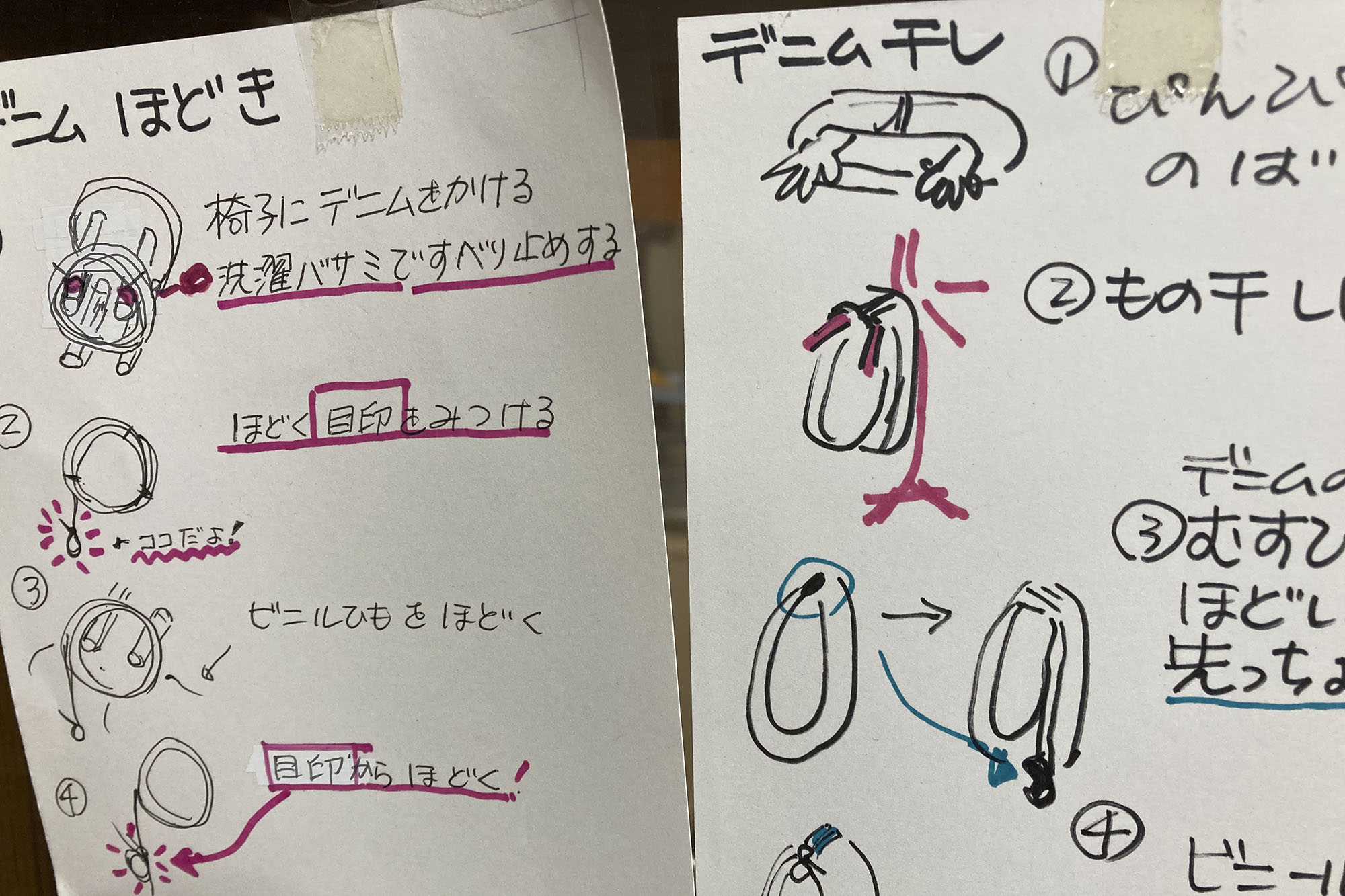 わかりやすい色使いやイラストなど、工夫が凝らされた指示書