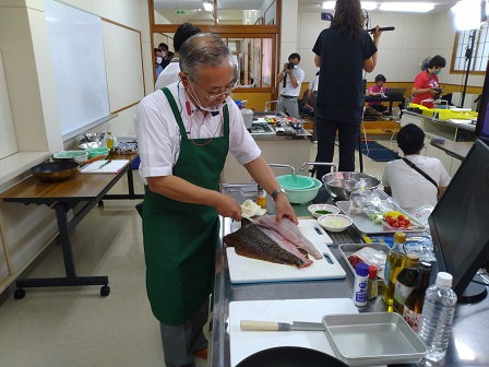 オンライン料理イベントの模様（於：相馬市）